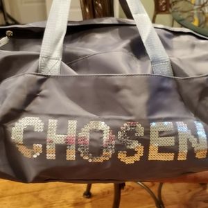 CHOSEN Duffle Bag Silver Sequin Shoe Compartment